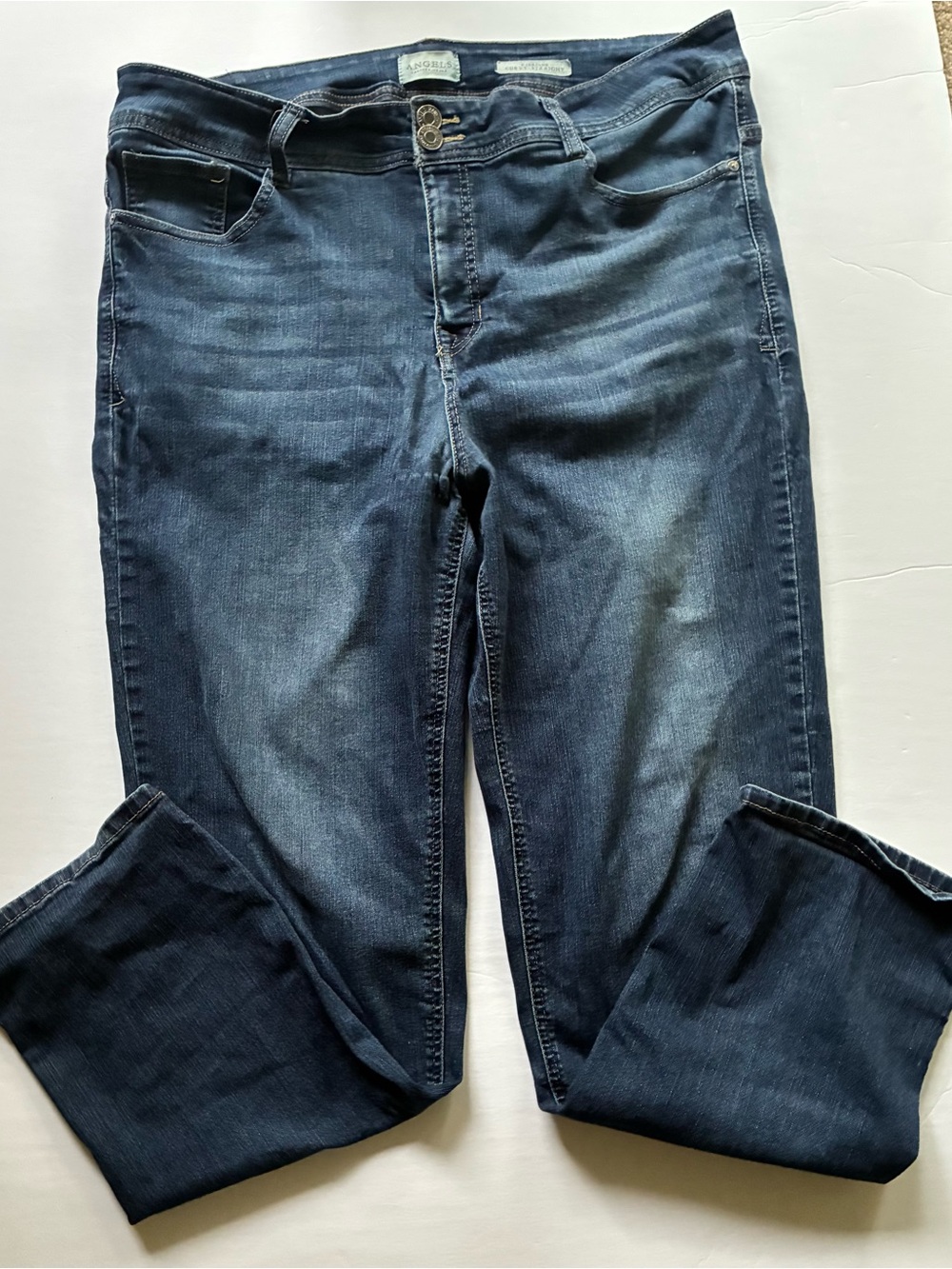 Angels Forever Young Curvy Straight Jeans Women's 20W Dark Wash Stretch Denim